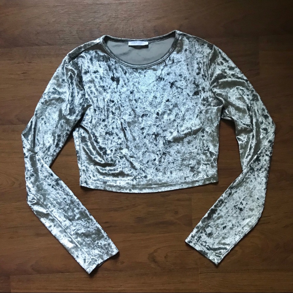 Zara Sport Crushed Velvet Crop Top